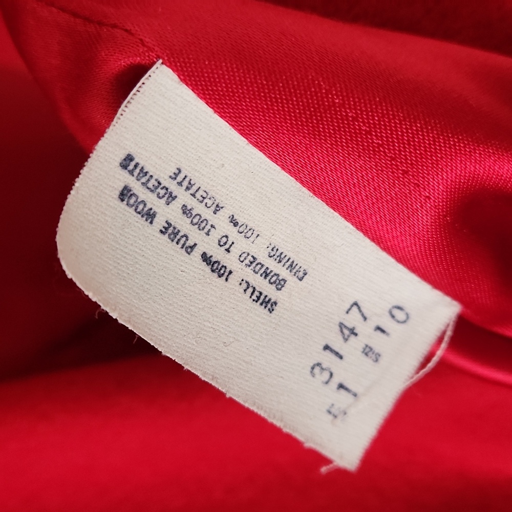 Vintage MACKINTOSH Wool Trench Maxi Coat Cherry Red Size 10 - Picture 11 of 14